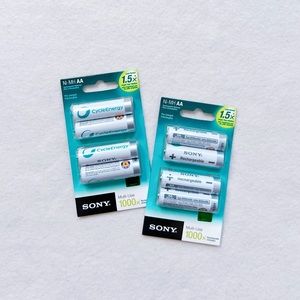 Sony AA Rechargeable Batteries 8 Pack NiMH 1000mAh Pre Charged New Sealed Power